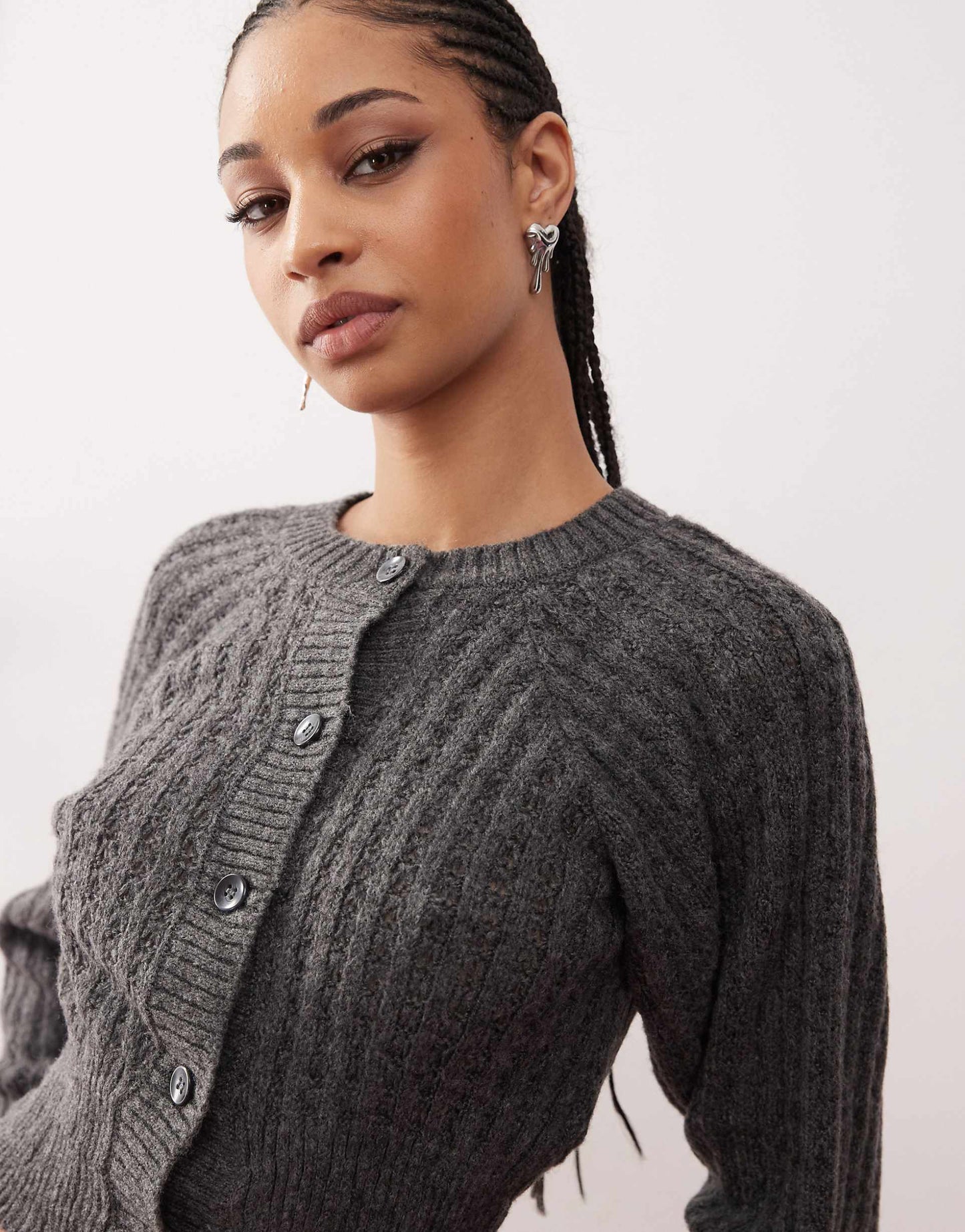 Knit Button Up Cropped Cardi