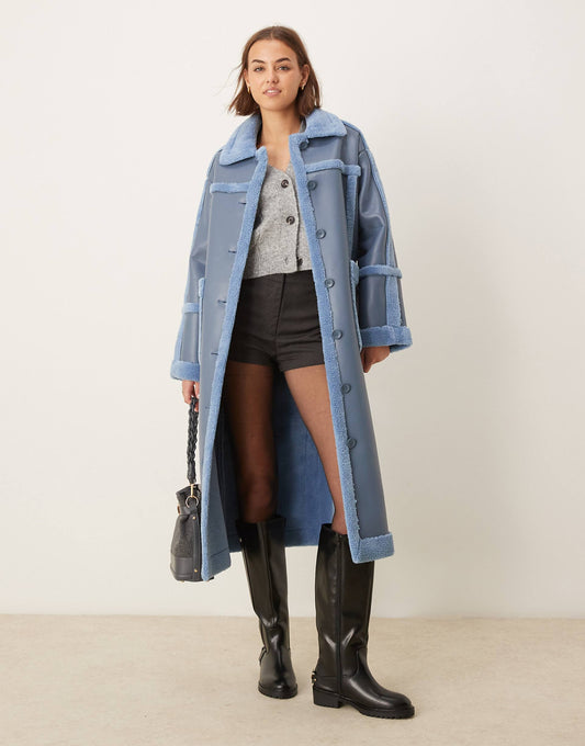 Exclusive Faux Shearling Maxi Coat