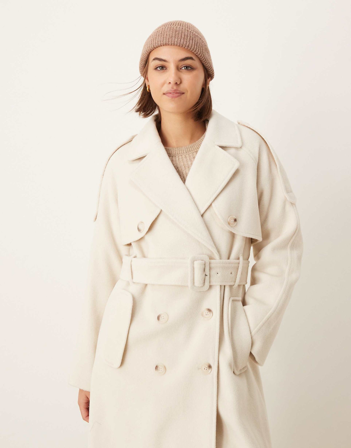 Exclusive Double Breasted Belted Maxi Formal Coat