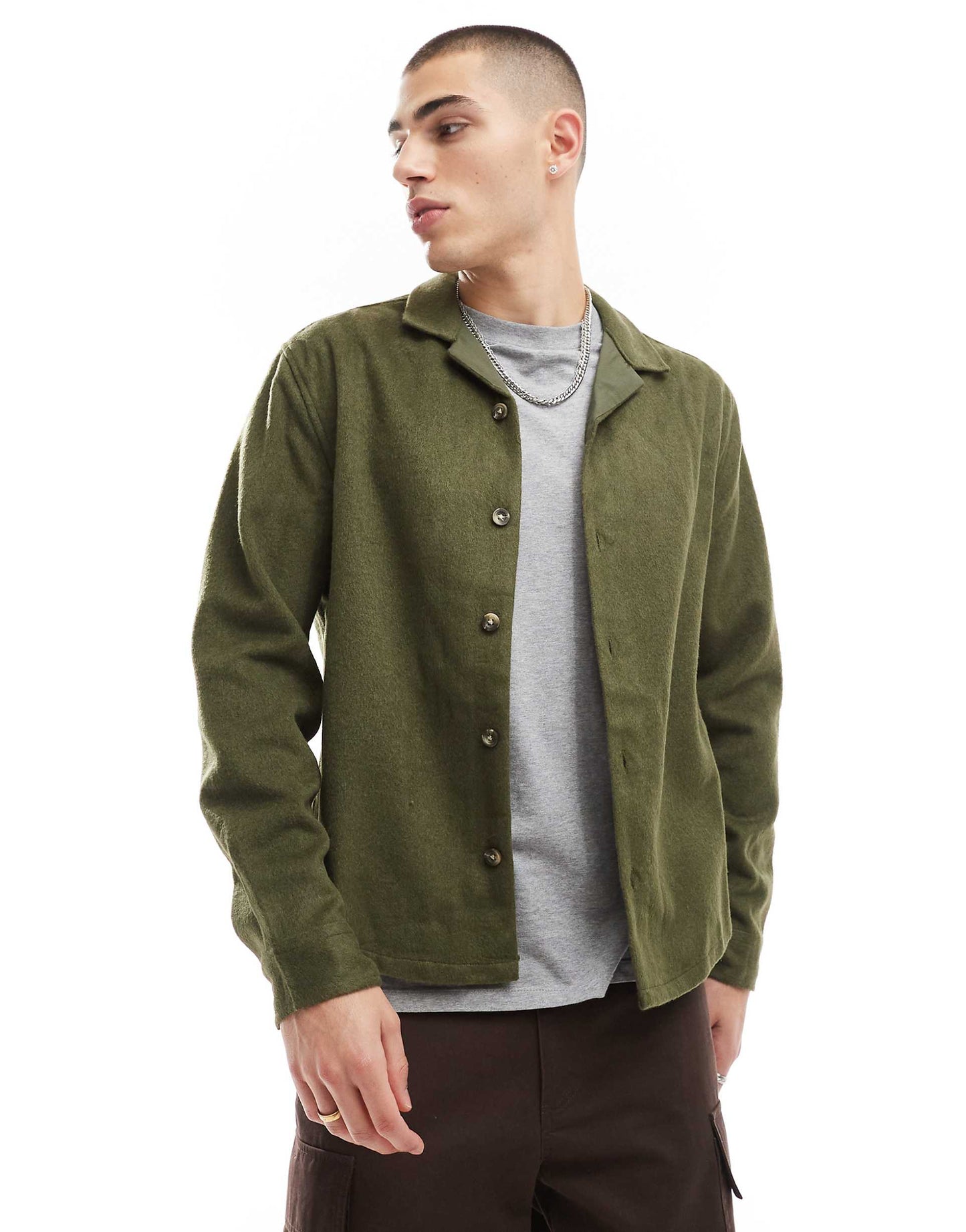 Boxy Overshirt With Revere Collar