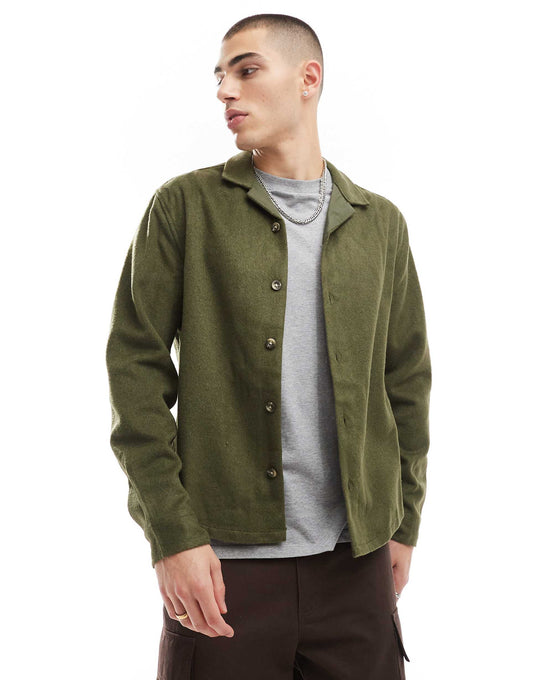 Boxy Overshirt With Revere Collar