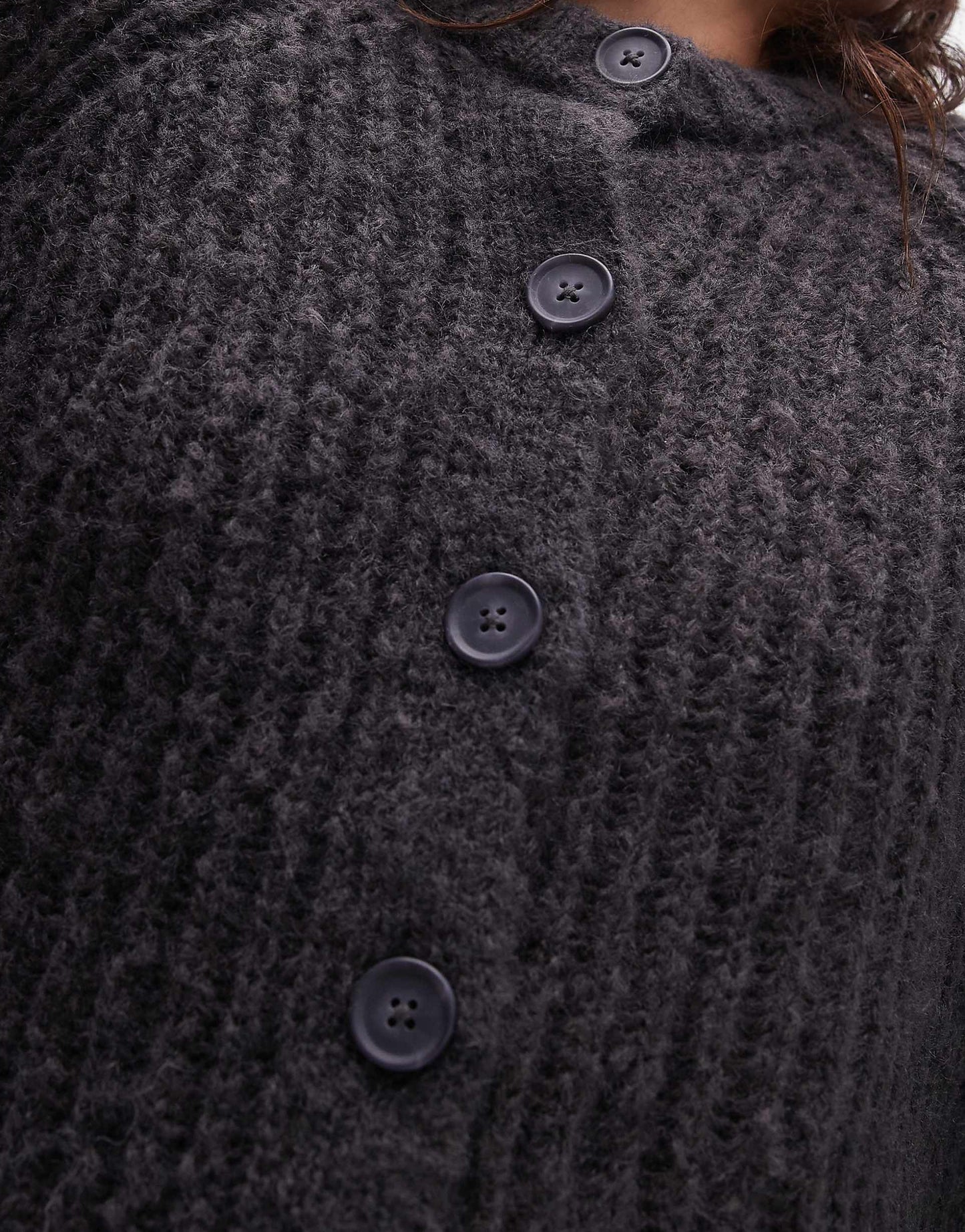 Knitted Chunky Crew Neck Cardigan