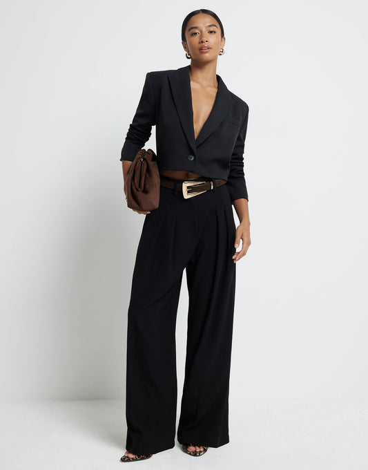 Petite Pleated Wide Leg Trouser