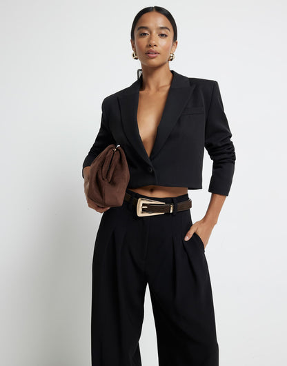 Petite Pleated Wide Leg Trouser