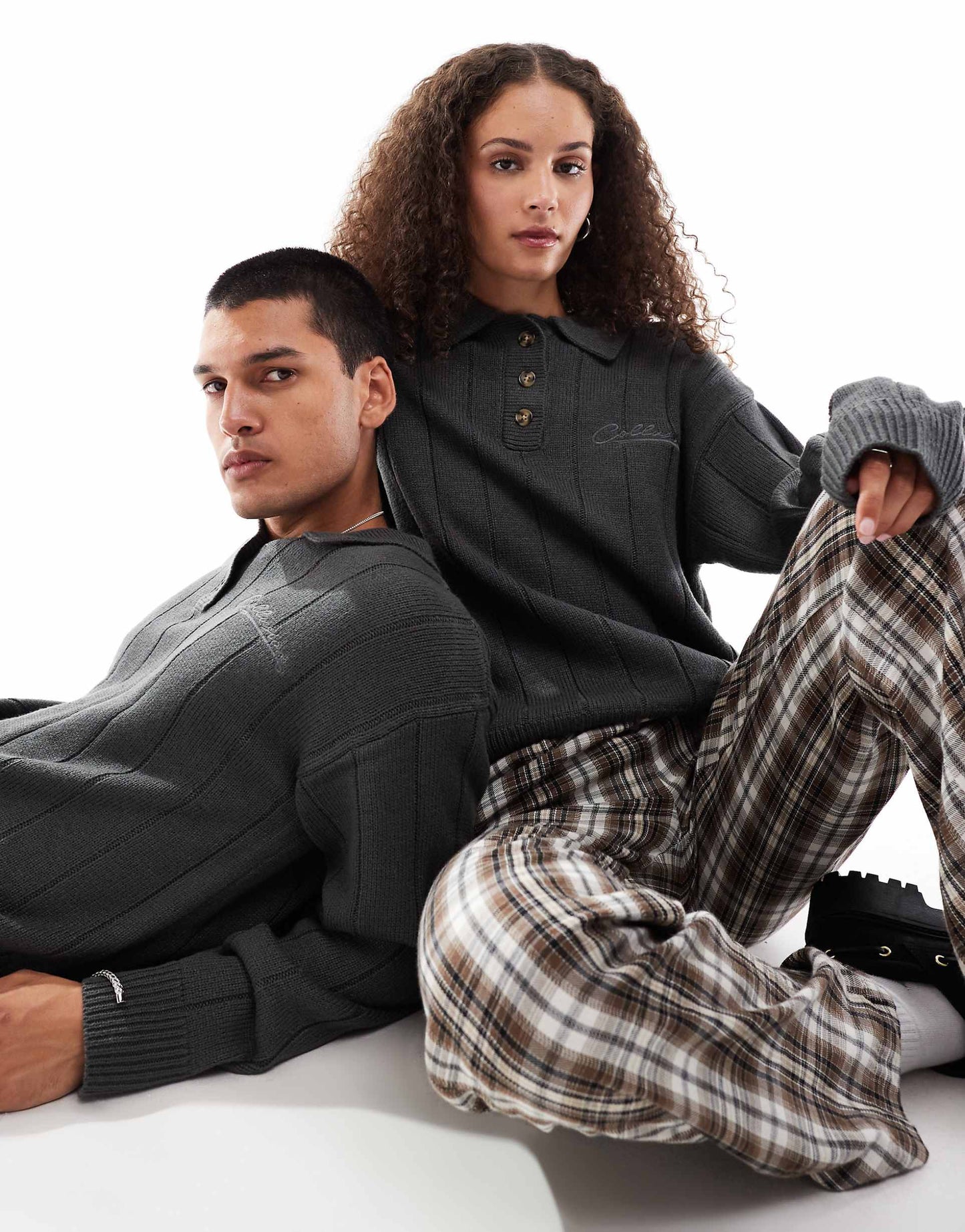 Unisex Knitted Jumper With Collar Detail