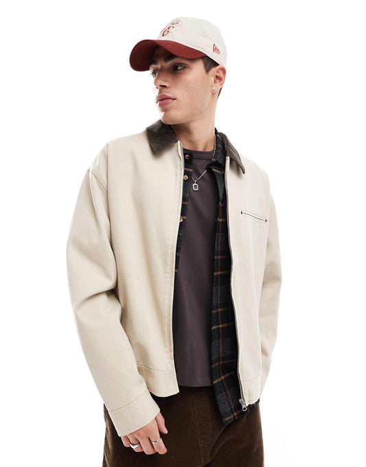 Oversized Washed Harrington Jacket