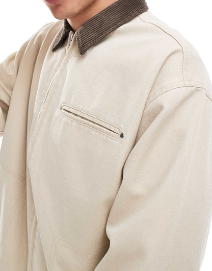 Oversized Washed Harrington Jacket