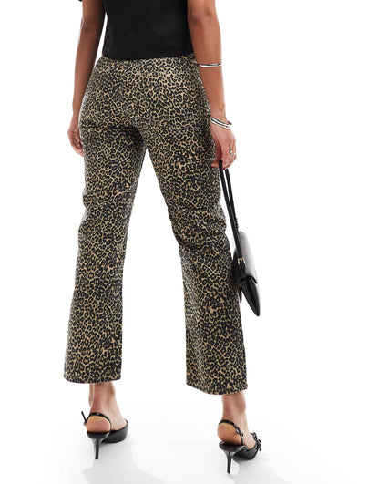 Leopard Print Straight Leg Jeans