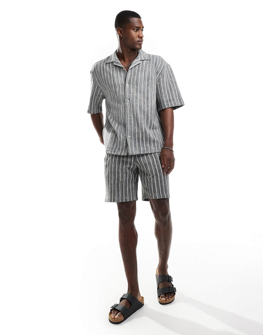 Textured Stripe Short Co-Ord