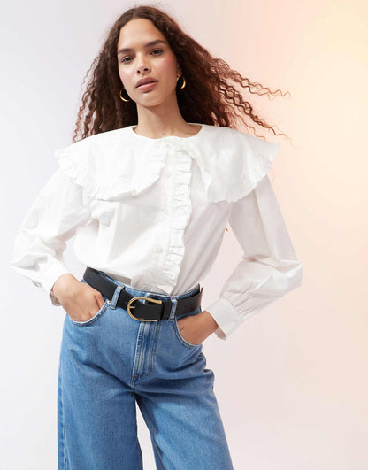 Shirt With Oversized Frill Collar