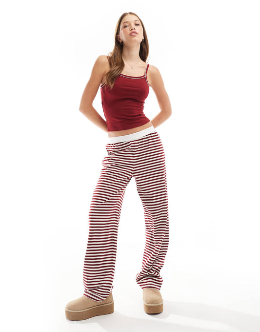 Mix & Match Pyjama Trouser With Exposed Waistband And Picot Trim