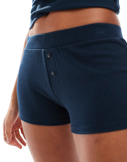 Mix & Match Velvet Trim Rib Boxer Short