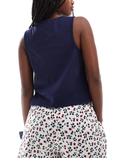 Mix & Match Pyjama Henley Vest With Scrunchie