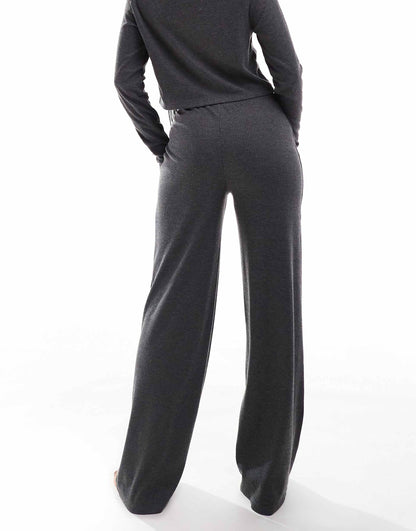 Lounge Mix & Match Rib Wide Leg Trouser