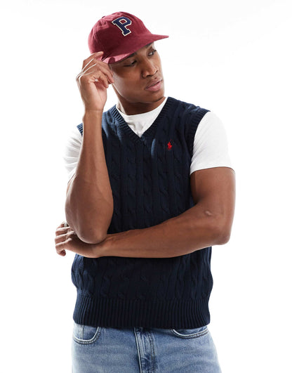 Icon Logo Roving Cotton Cable Knit Vest