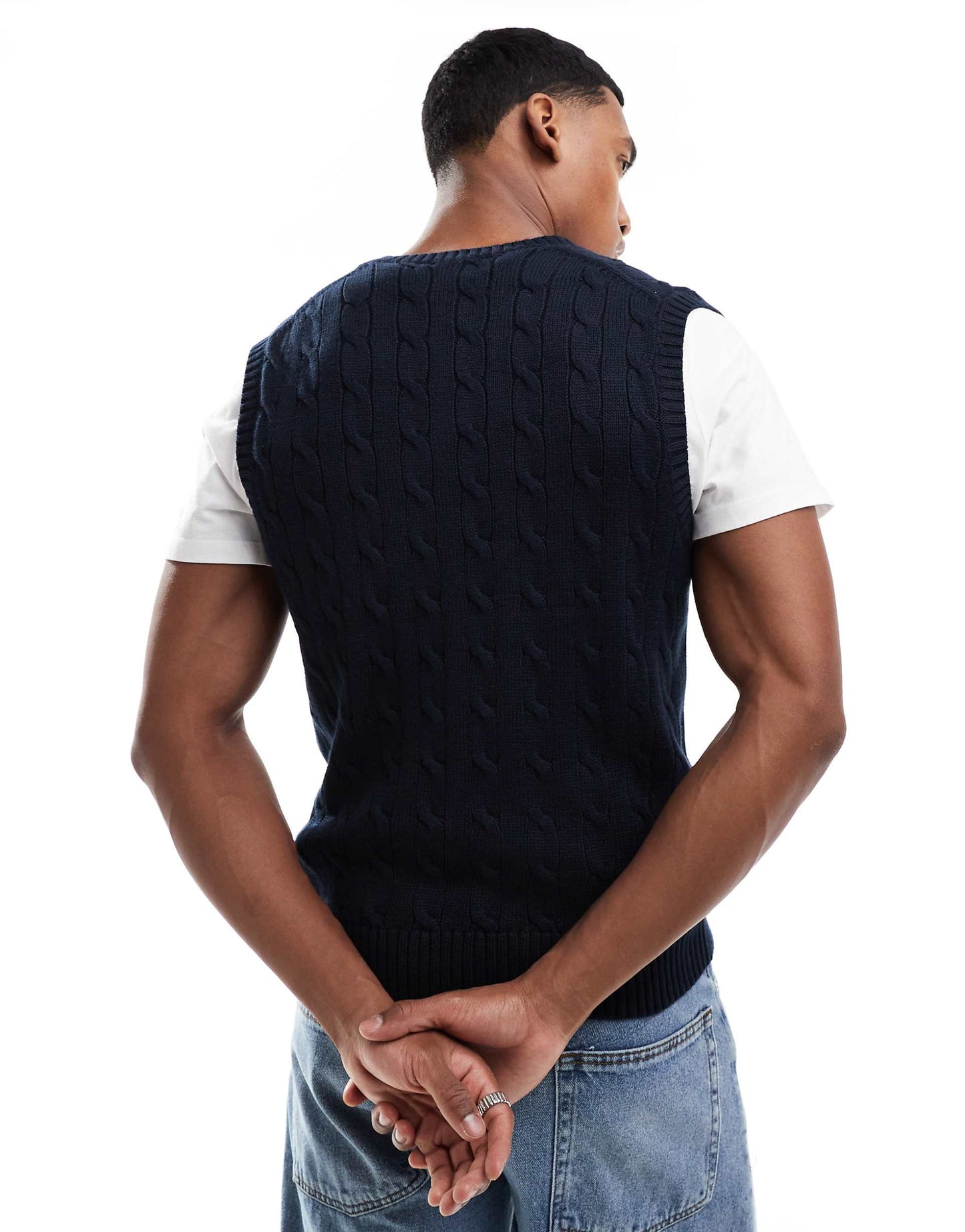 Icon Logo Roving Cotton Cable Knit Vest