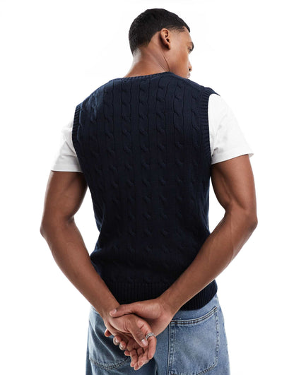 Icon Logo Roving Cotton Cable Knit Vest