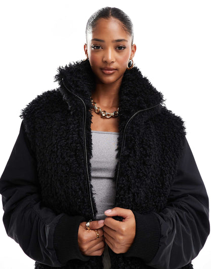 Borg Patched Hybrid Bomber Jacket