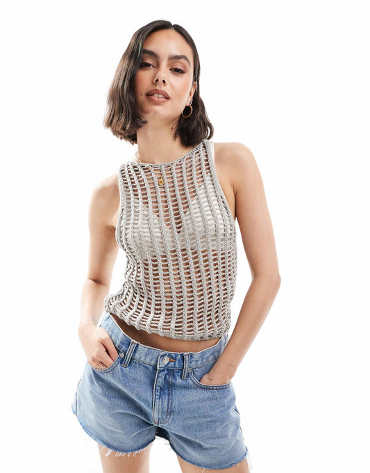 Open Knit Textured Vest