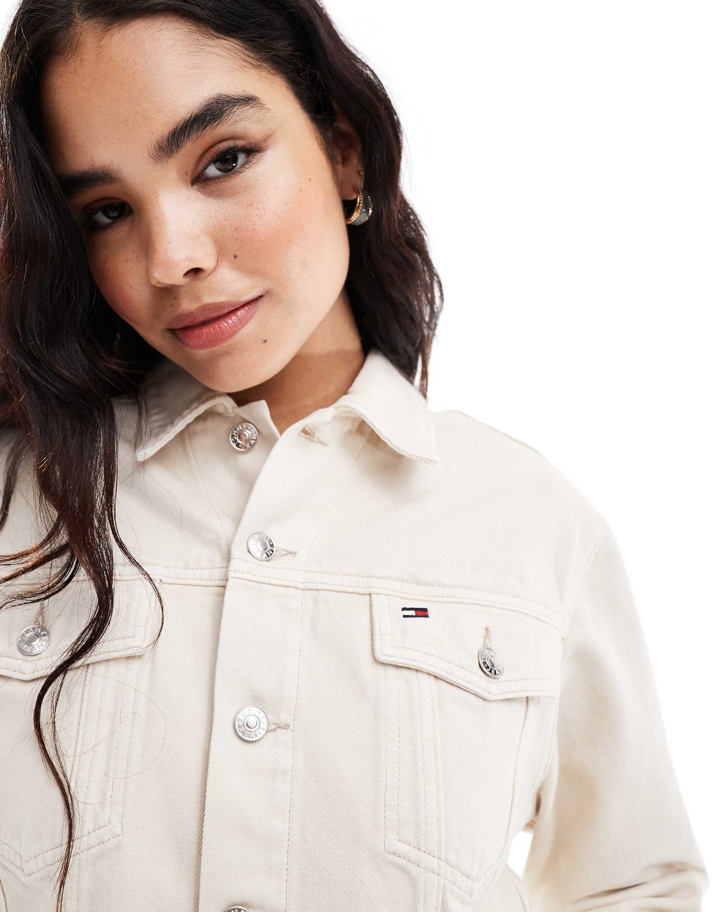 Crop Raw Hem Denim Trucker Jacket