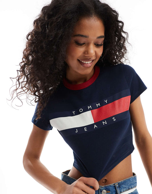 Slim Ringer T-Shirt With Block Flag