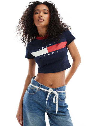 Slim Ringer T-Shirt With Block Flag