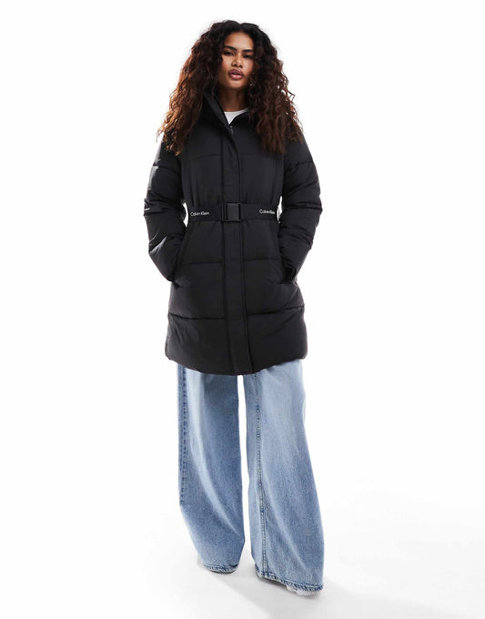 Logo Belt Long Puffer Jacket