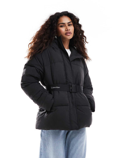 Logo Belt Puffer Jacket