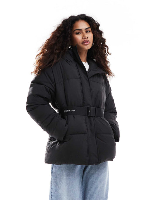 Logo Belt Puffer Jacket