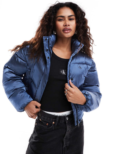 Cropped Shiny Puffer Jacket