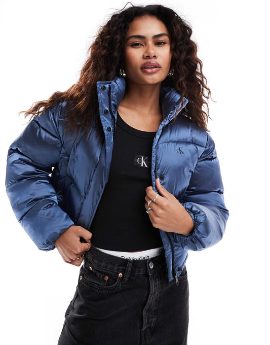 Cropped Shiny Puffer Jacket