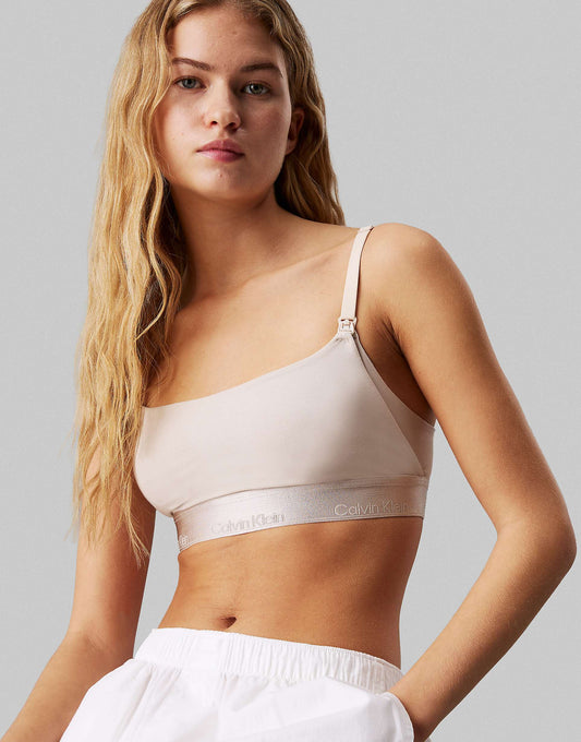 Maternity Modern Cotton Lightly Lined Scoop Bralette With Metallic Logo Taping