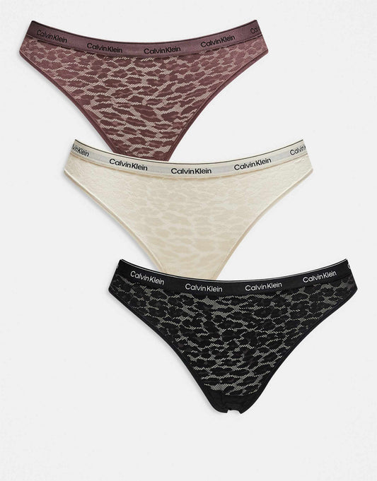 Modern Lace 3 Pack Bikini Brief With Logo Waistband