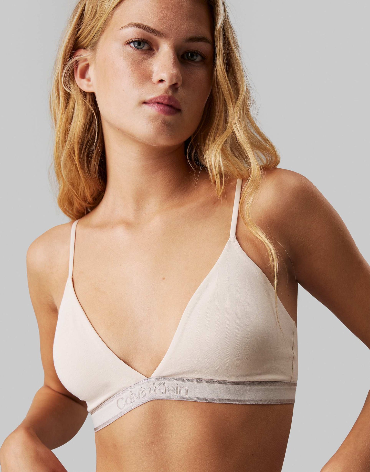 Tonal Logo Cotton Triangle Bralette With Gold Detail Logo Taping