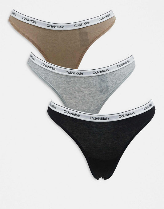 Modern Logo 3 Pack Logo Waistband Thong