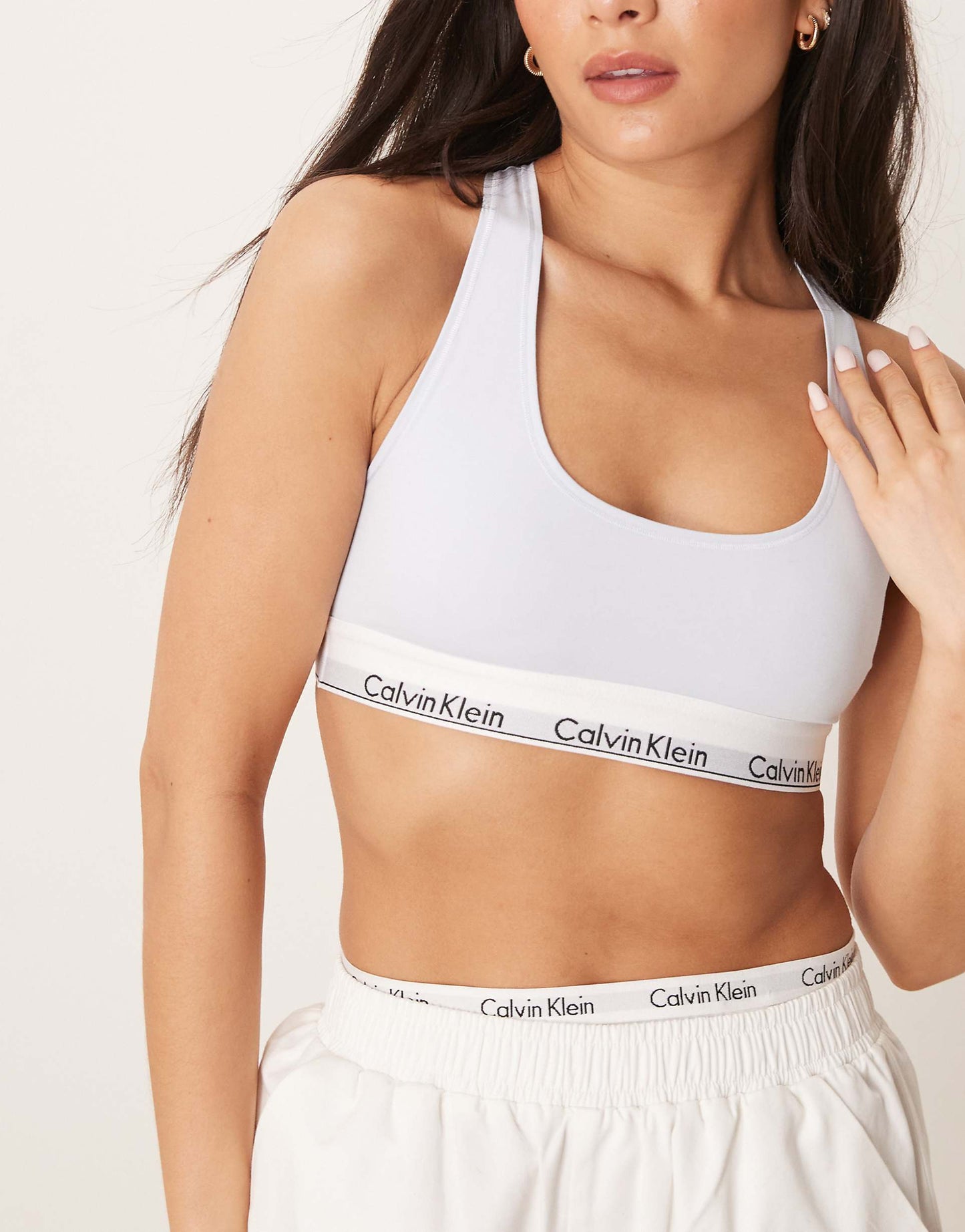 Modern Cotton Unlined Racerback Logo Tape Bralette