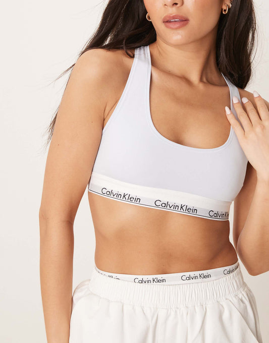 Modern Cotton Unlined Racerback Logo Tape Bralette