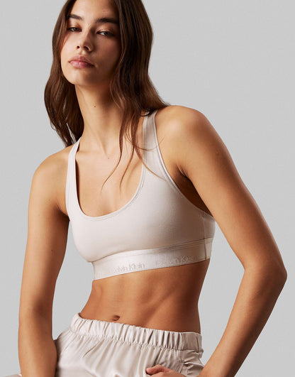 Modern Cotton Unlined Racerback Bralette With Metallic Logo Taping