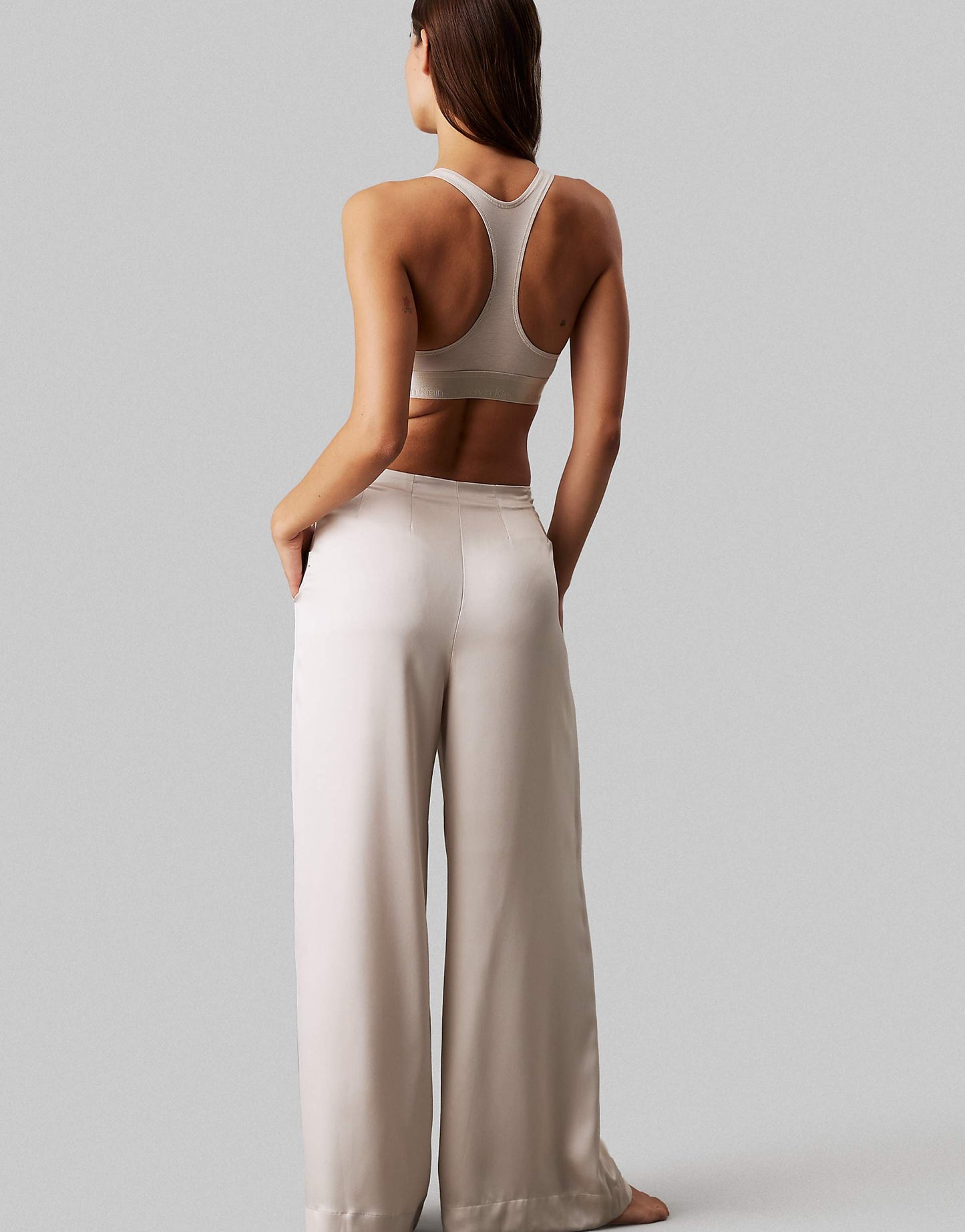 Modern Cotton Unlined Racerback Bralette With Metallic Logo Taping