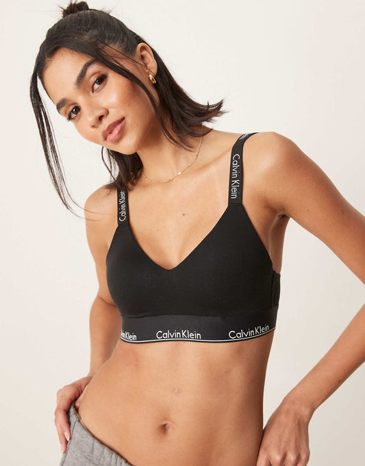 Modern Cotton Lightly Lined Logo Tape Bralette