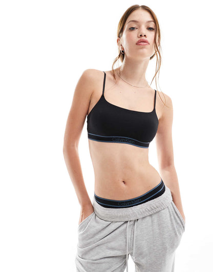 Tonal Logo Cotton Lightly Lined Scoop Bralette With Logo Band