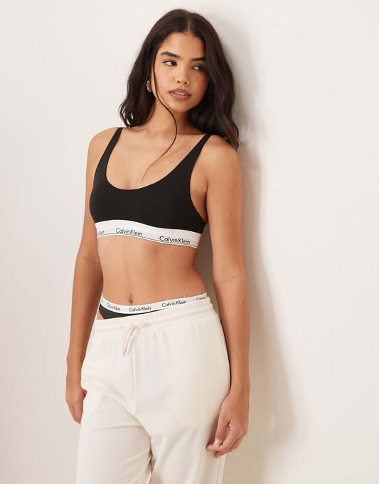Modern Cotton Lightly Lined Scoop Logo Tape Bralette