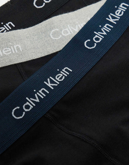 Cotton Stretch 3 Pack Trunk With Coloured Waistbands