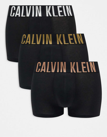 Intense Power 3 Pack Trunk With Coloured Logo Waistband