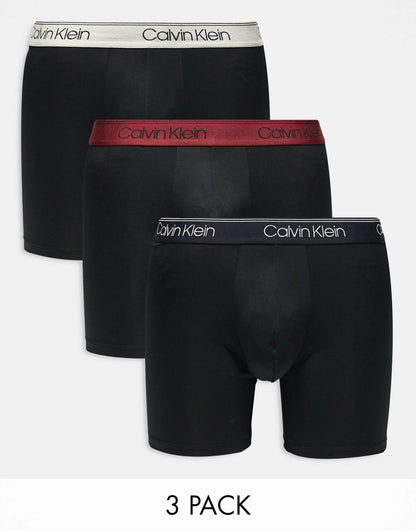 Microfibre Stretch 3 Pack Boxer Brief With Coloured Waistband