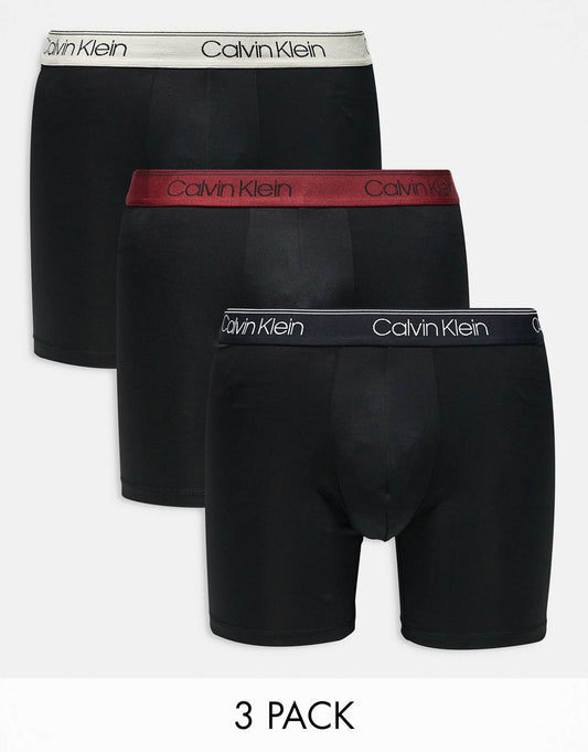 Microfibre Stretch 3 Pack Boxer Brief With Coloured Waistband