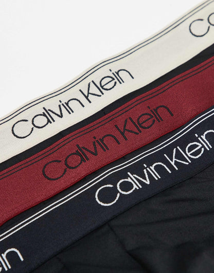 Microfibre Stretch 3 Pack Low Rise Trunk With Coloured Waistband