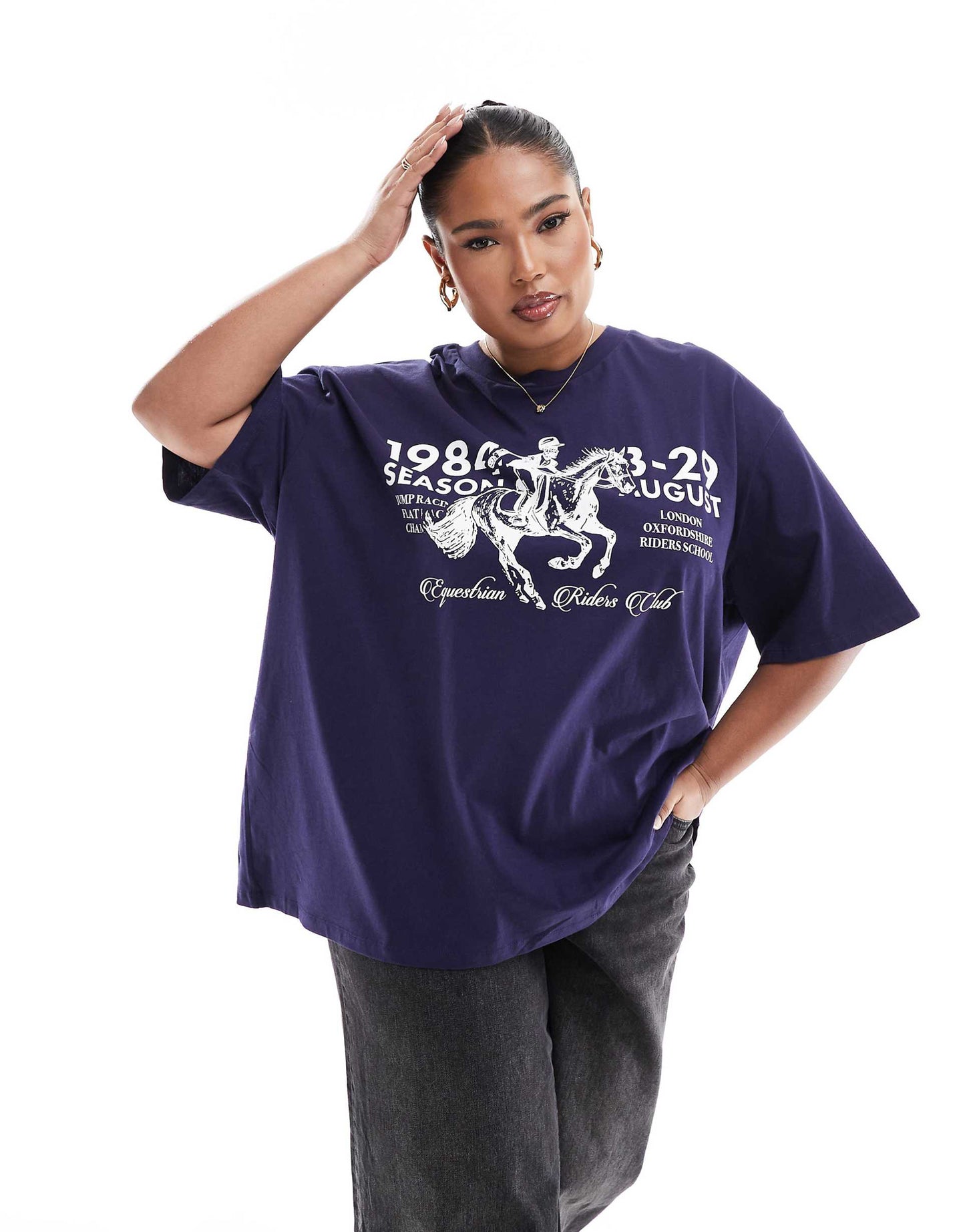 Curve Oversized T-Shirt With Horse Graphic