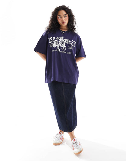 Oversized T-Shirt With Horse Graphic