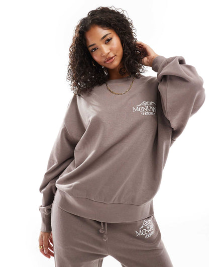 Oversized Sweat Co-Ord With Montana Embroidered Graphic